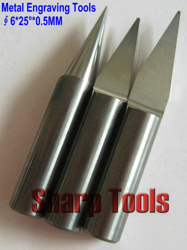 6*25 각도 * 0.5mm- V 모양 금속 cnc 조각 도구, 할인 판매 정밀 금속 절단 라우터 비트, 조각 기계에